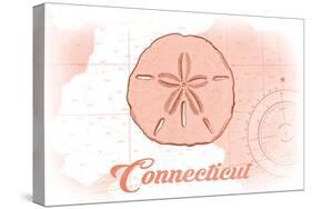 Connecticut - Sand Dollar - Coral - Coastal Icon-Lantern Press-Stretched Canvas