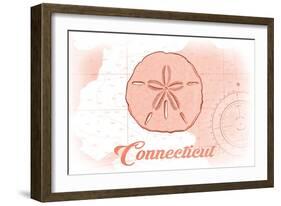 Connecticut - Sand Dollar - Coral - Coastal Icon-Lantern Press-Framed Art Print