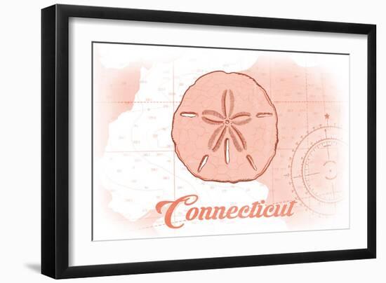 Connecticut - Sand Dollar - Coral - Coastal Icon-Lantern Press-Framed Art Print