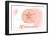 Connecticut - Sand Dollar - Coral - Coastal Icon-Lantern Press-Framed Art Print