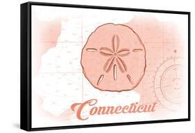 Connecticut - Sand Dollar - Coral - Coastal Icon-Lantern Press-Framed Stretched Canvas