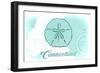 Connecticut - Sand Dollar - Teal - Coastal Icon-Lantern Press-Framed Art Print