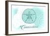 Connecticut - Sand Dollar - Teal - Coastal Icon-Lantern Press-Framed Art Print