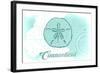 Connecticut - Sand Dollar - Teal - Coastal Icon-Lantern Press-Framed Art Print