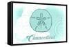 Connecticut - Sand Dollar - Teal - Coastal Icon-Lantern Press-Framed Stretched Canvas