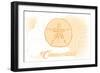 Connecticut - Sand Dollar - Yellow - Coastal Icon-Lantern Press-Framed Art Print