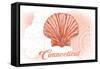 Connecticut - Scallop Shell - Coral - Coastal Icon-Lantern Press-Framed Stretched Canvas