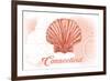 Connecticut - Scallop Shell - Coral - Coastal Icon-Lantern Press-Framed Premium Giclee Print