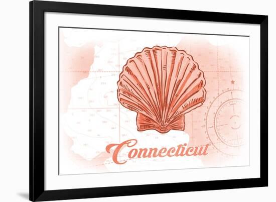 Connecticut - Scallop Shell - Coral - Coastal Icon-Lantern Press-Framed Premium Giclee Print