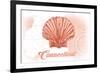 Connecticut - Scallop Shell - Coral - Coastal Icon-Lantern Press-Framed Premium Giclee Print