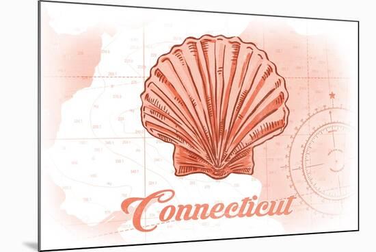 Connecticut - Scallop Shell - Coral - Coastal Icon-Lantern Press-Mounted Premium Giclee Print