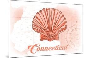 Connecticut - Scallop Shell - Coral - Coastal Icon-Lantern Press-Mounted Premium Giclee Print