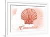 Connecticut - Scallop Shell - Coral - Coastal Icon-Lantern Press-Framed Art Print