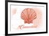 Connecticut - Scallop Shell - Coral - Coastal Icon-Lantern Press-Framed Art Print