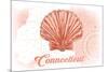 Connecticut - Scallop Shell - Coral - Coastal Icon-Lantern Press-Mounted Art Print