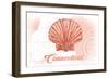 Connecticut - Scallop Shell - Coral - Coastal Icon-Lantern Press-Framed Art Print