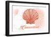 Connecticut - Scallop Shell - Coral - Coastal Icon-Lantern Press-Framed Art Print