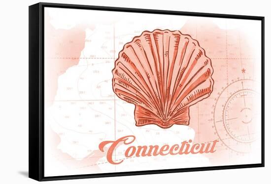 Connecticut - Scallop Shell - Coral - Coastal Icon-Lantern Press-Framed Stretched Canvas