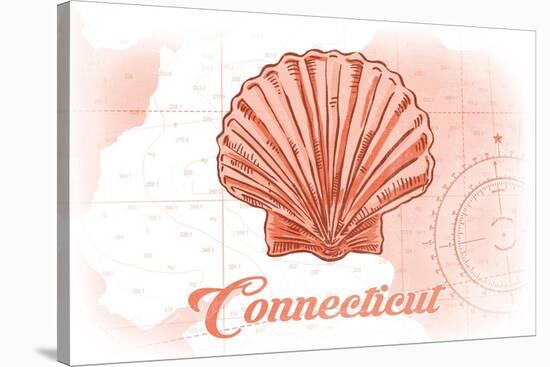 Connecticut - Scallop Shell - Coral - Coastal Icon-Lantern Press-Stretched Canvas