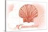 Connecticut - Scallop Shell - Coral - Coastal Icon-Lantern Press-Stretched Canvas