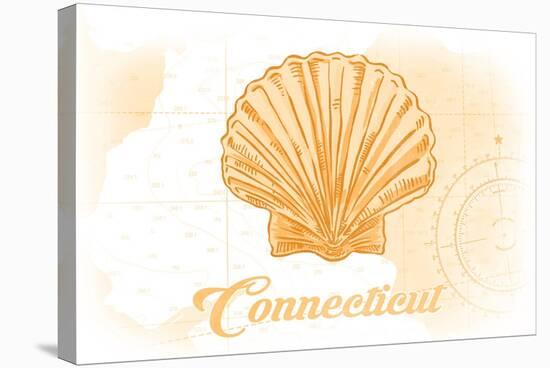 Connecticut - Scallop Shell - Yellow - Coastal Icon-Lantern Press-Stretched Canvas