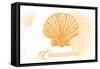 Connecticut - Scallop Shell - Yellow - Coastal Icon-Lantern Press-Framed Stretched Canvas