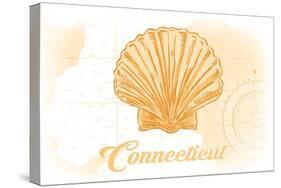 Connecticut - Scallop Shell - Yellow - Coastal Icon-Lantern Press-Stretched Canvas
