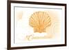 Connecticut - Scallop Shell - Yellow - Coastal Icon-Lantern Press-Framed Art Print