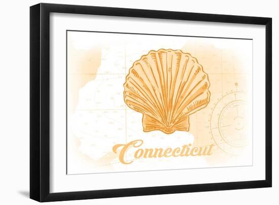 Connecticut - Scallop Shell - Yellow - Coastal Icon-Lantern Press-Framed Art Print