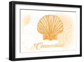 Connecticut - Scallop Shell - Yellow - Coastal Icon-Lantern Press-Framed Art Print