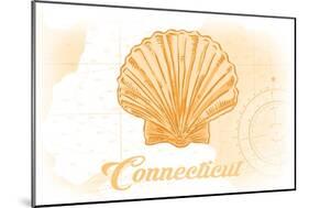 Connecticut - Scallop Shell - Yellow - Coastal Icon-Lantern Press-Mounted Art Print