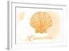 Connecticut - Scallop Shell - Yellow - Coastal Icon-Lantern Press-Framed Art Print