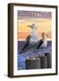 Connecticut - Sea Gulls Scene-Lantern Press-Framed Art Print