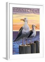 Connecticut - Sea Gulls Scene-Lantern Press-Framed Art Print