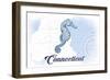 Connecticut - Seahorse - Blue - Coastal Icon-Lantern Press-Framed Art Print