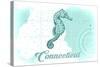 Connecticut - Seahorse - Teal - Coastal Icon-Lantern Press-Stretched Canvas