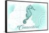 Connecticut - Seahorse - Teal - Coastal Icon-Lantern Press-Framed Stretched Canvas