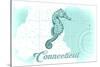 Connecticut - Seahorse - Teal - Coastal Icon-Lantern Press-Stretched Canvas