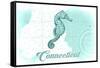 Connecticut - Seahorse - Teal - Coastal Icon-Lantern Press-Framed Stretched Canvas