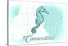 Connecticut - Seahorse - Teal - Coastal Icon-Lantern Press-Stretched Canvas