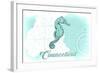 Connecticut - Seahorse - Teal - Coastal Icon-Lantern Press-Framed Art Print