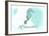 Connecticut - Seahorse - Teal - Coastal Icon-Lantern Press-Framed Art Print