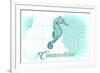 Connecticut - Seahorse - Teal - Coastal Icon-Lantern Press-Framed Premium Giclee Print