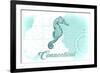 Connecticut - Seahorse - Teal - Coastal Icon-Lantern Press-Framed Premium Giclee Print