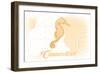 Connecticut - Seahorse - Yellow - Coastal Icon-Lantern Press-Framed Art Print