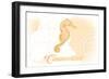 Connecticut - Seahorse - Yellow - Coastal Icon-Lantern Press-Framed Art Print