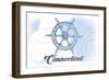 Connecticut - Ship Wheel - Blue - Coastal Icon-Lantern Press-Framed Art Print