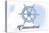 Connecticut - Ship Wheel - Blue - Coastal Icon-Lantern Press-Stretched Canvas