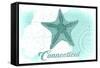 Connecticut - Starfish - Teal - Coastal Icon-Lantern Press-Framed Stretched Canvas