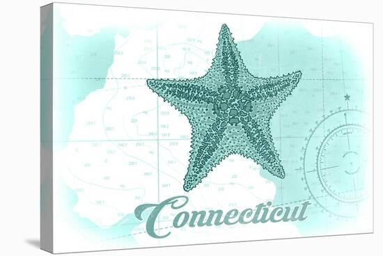 Connecticut - Starfish - Teal - Coastal Icon-Lantern Press-Stretched Canvas